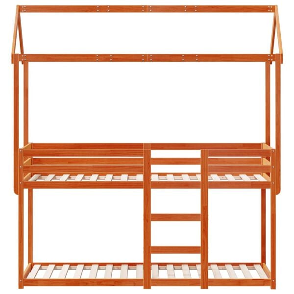 vidaXL Beliche com telhado 90x190 cm pinho maciço castanho-mel