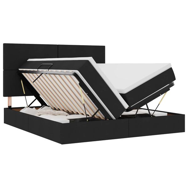 vidaXL Cama com luzes de tira LED Preto 180 x 200 cm tecido