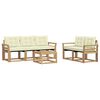 vidaXL Conjunto de Sof&aacute;s para Exterior 6 unid. Branco e Creme