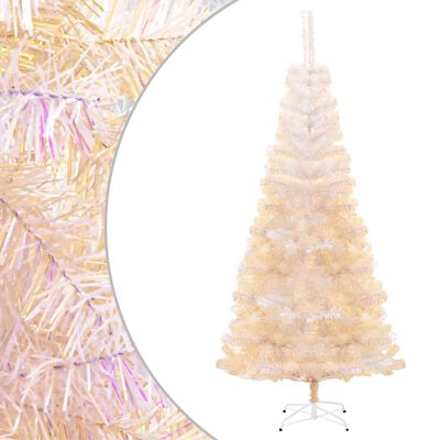 vidaXL Árvore Natal artificial + pontas iridescentes 180 cm PVC branco