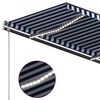 vidaXL Toldo autom&aacute;tico LED e sensor de vento 4,5x3 m azul e branco