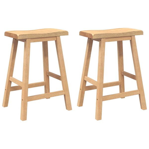 vidaXL Bancos de bar 2pcs natural madeira de seringueira maciça