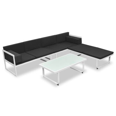 vidaXL 4 pcs conjunto lounge p/ jardim com almofadas alumínio preto