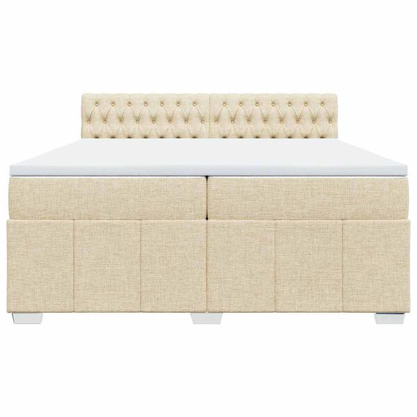 vidaXL Cama com molas/colch&atilde;o 200x200 cm tecido cor creme