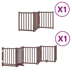 vidaXL Port&atilde;o p/ c&atilde;es c/ porta dobr&aacute;vel 9 pain&eacute;is 450cm &aacute;lamo castanho