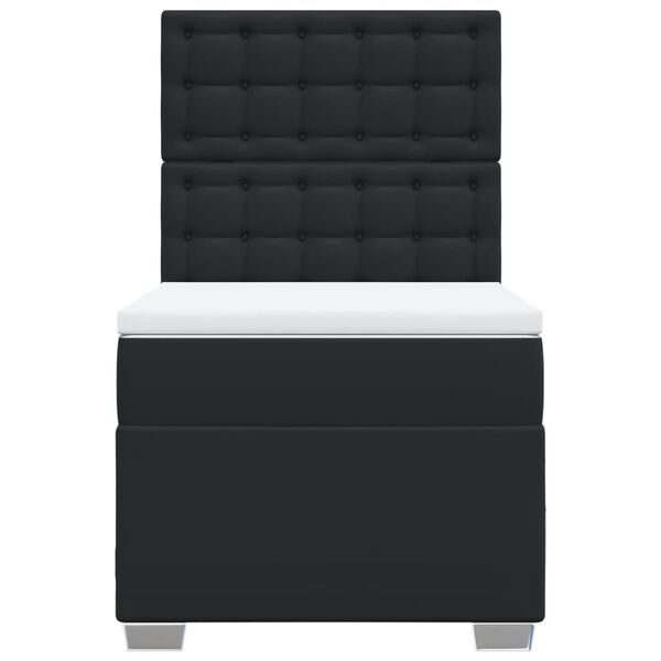 vidaXL Cama com molas/colch&atilde;o 90x200 cm couro artificial preto