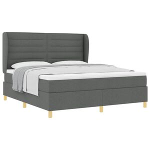 vidaXL Cama Box Springs com Colch&atilde;o Cinza Escuro 90x190 cm tecido