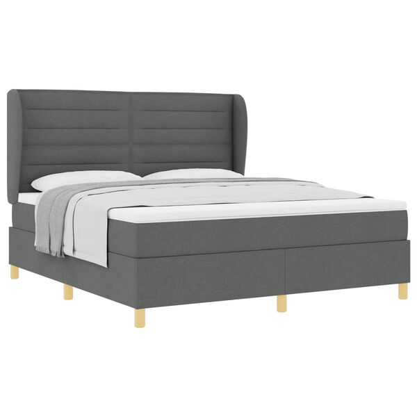 vidaXL Cama Box Springs com Colch&atilde;o Cinza Escuro 90x190 cm tecido