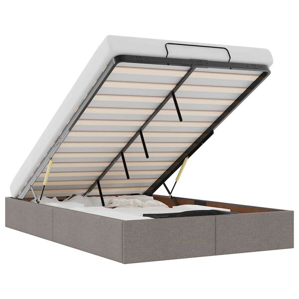 vidaXL Estrutura de cama otomana sem colch&atilde;o 120x200cm tecido cinzento