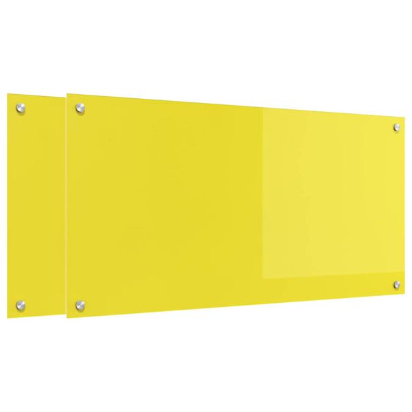 vidaXL Prote&ccedil;&atilde;o de Cozinha 2 pcs Amarelo 100 x 50 cm vidro temperado