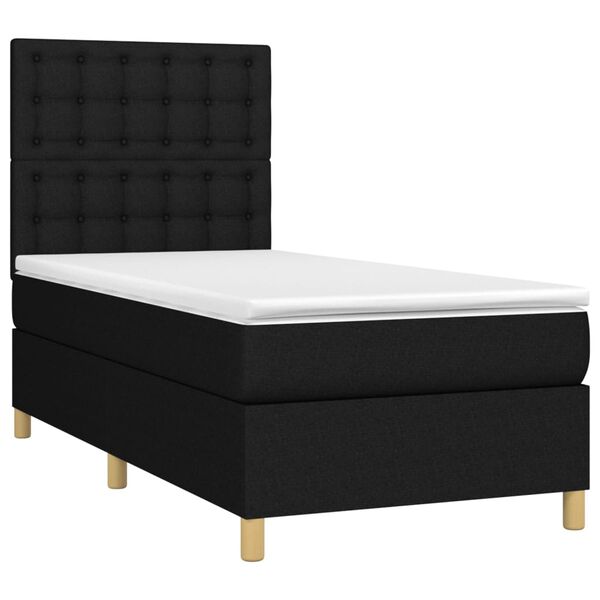 vidaXL Cama com molas/colch&atilde;o 90x190 cm tecido preto