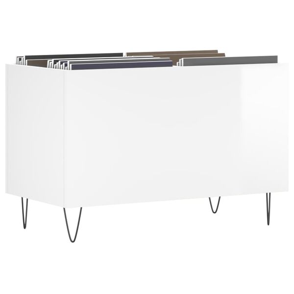 vidaXL Armário p/ discos 74,5x38x48 cm deriv. madeira branco brilhante