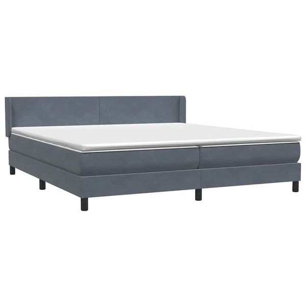 vidaXL Cama com molas/colch&atilde;o 180x210 cm veludo cinzento-escuro