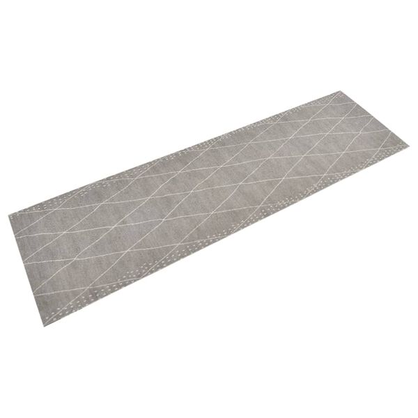 vidaXL Tapete de cozinha lavável 45x150 cm veludo padrão losangos