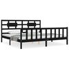 vidaXL Estrutura de cama com cabeceira 200x200 cm madeira maci&ccedil;a preto