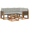 vidaXL Conjunto de Sof&aacute;s para Exterior 5 pcs Natural e Cinzento-Claro