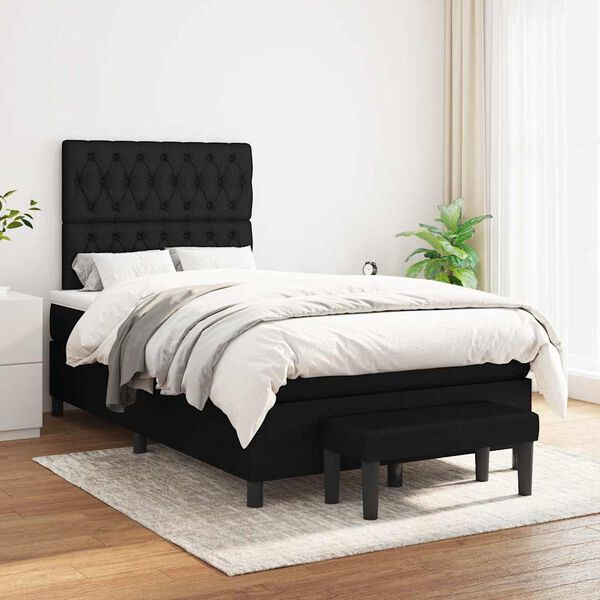 vidaXL Cama boxspring com colch&atilde;o 120x190 cm tecido preto