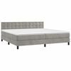 vidaXL Cama box spring c/ colch&atilde;o/LED 200x200 cm veludo cinzento-claro