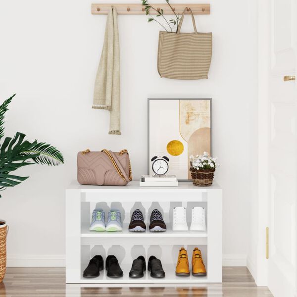 vidaXL Sapateira 75x35x45 cm derivados de madeira branco brilhante