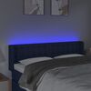 vidaXL Cabeceira de cama c/ luzes LED tecido 147x16x78/88 cm azul