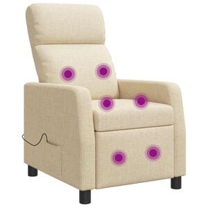 vidaXL Recliner de Massagem Creme Tecido