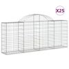 vidaXL Cestos gabi&atilde;o arqueados 25pcs 200x30x80/100cm ferro galvanizado