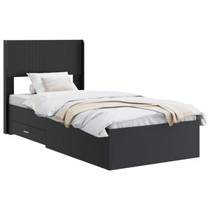 vidaXL Estrutura de Cama com Armazenamento e Cabeceira Preto