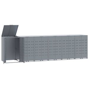 vidaXL Abrigo para 6 caixotes do lixo 414x79x117 cm a&ccedil;o cinzento