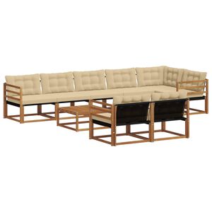 vidaXL Conjunto de Sof&aacute;s para Exterior 9 pcs Natural e Bege