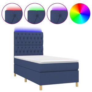 vidaXL Cama box spring c/ colch&atilde;o e LED 100x200 cm tecido azul