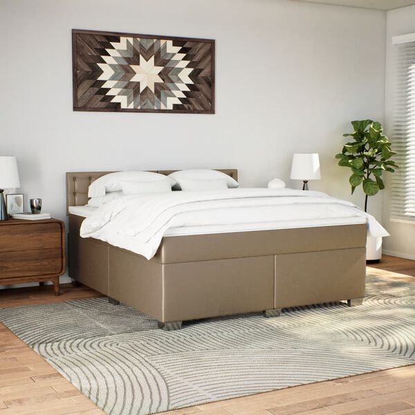 vidaXL Cama com molas/colch&atilde;o 180x200 cm couro artificial cappuccino