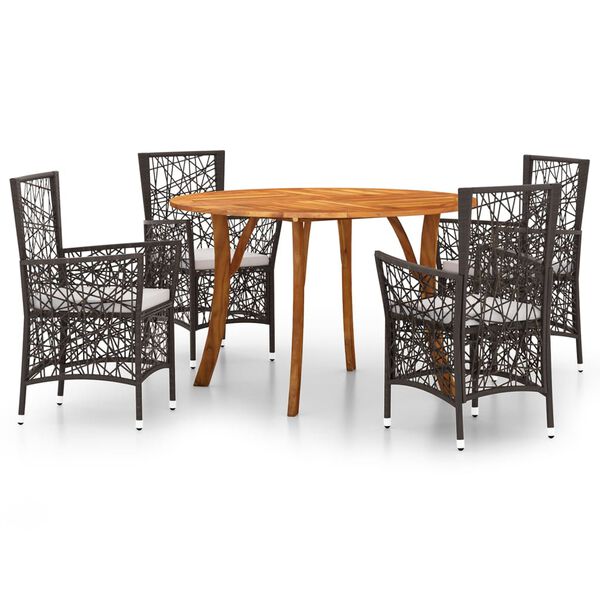 vidaXL 5 pcs conjunto de jantar para jardim castanho