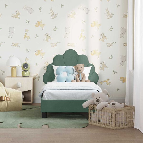 vidaXL Estrutura de Cama para Criança com Cabeceira Verde do Mar