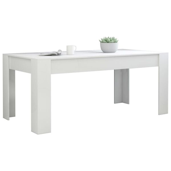 vidaXL Mesa de jantar 180x90x76 cm contraplacado branco brilhante