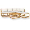 vidaXL 6 pcs conjunto lounge jardim c/ almofad&otilde;es ac&aacute;cia maci&ccedil;a creme