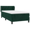 vidaXL Cama com molas/colch&atilde;o 100x200 cm veludo verde-escuro