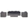 vidaXL 6 pcs sof&aacute;s de jardim c/ almofad&otilde;es+almofadas vime PE cinzento