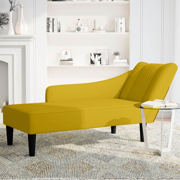 vidaXL Chaise-longue com apoio de braço direito veludo amarelo
