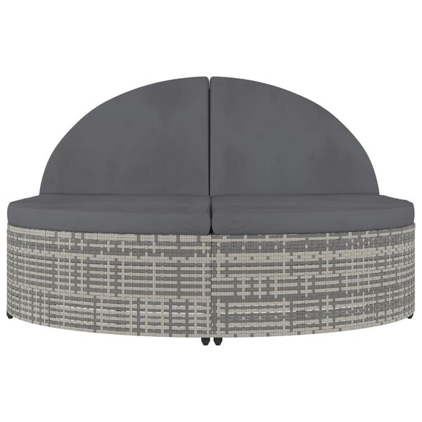 vidaXL Espregui&ccedil;adeira com almofad&otilde;es para 2 pessoas vime PE cinzento