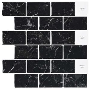 vidaXL Azulejo Subterr&acirc;neo 20 unid. M&aacute;rmore Preto 30 x 30 cm