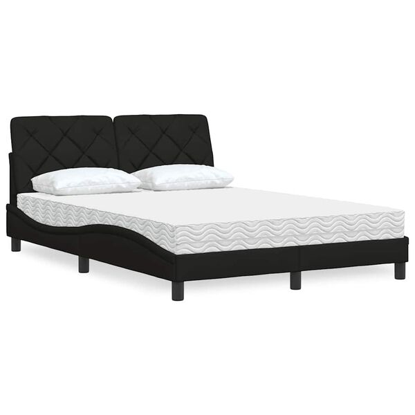 vidaXL Cama com colch&atilde;o 120x200 cm tecido preto