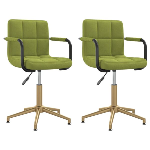 vidaXL Cadeiras de jantar girat&oacute;rias 2 pcs veludo verde-claro