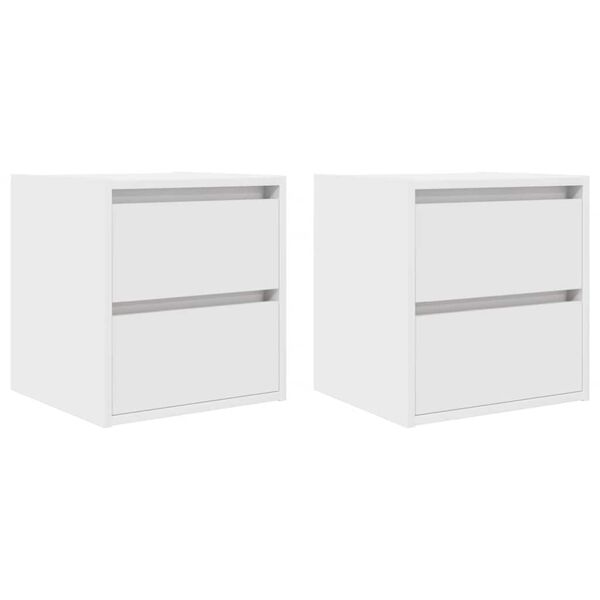 vidaXL Mesas de cabeceira de parede 2 pcs 38x34x40cm branco