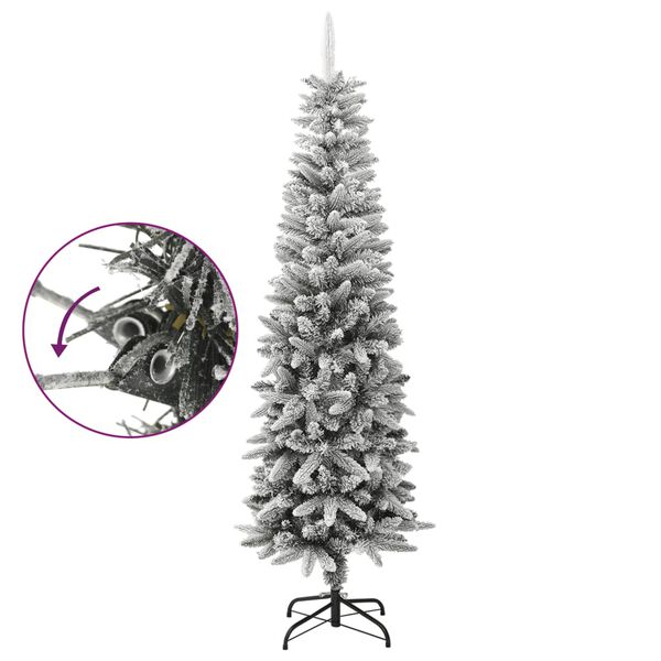 vidaXL &Aacute;rvore de Natal artificial fina com neve PVC e PE 180 cm