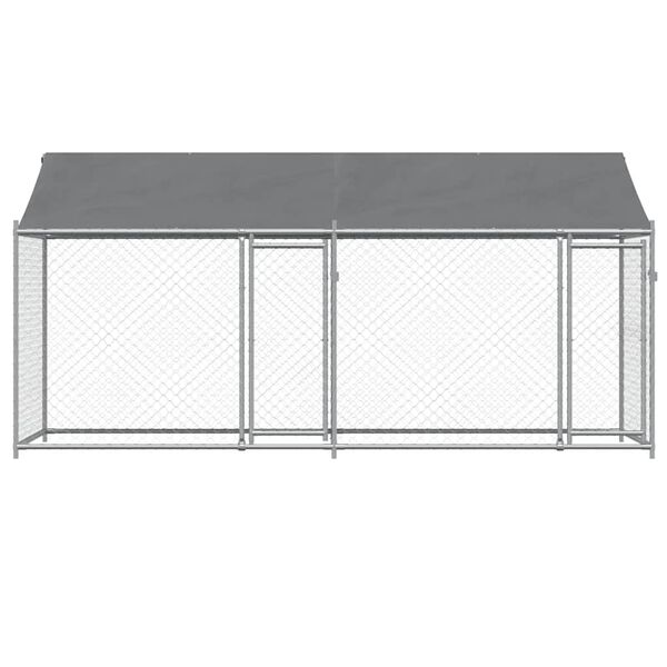 vidaXL Jaula para cão com telhado/portas 4x2x2 m aço galvanizado cinza