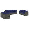 vidaXL 7 pcs conjunto lounge de jardim c/ almofad&otilde;es vime PE cinzento