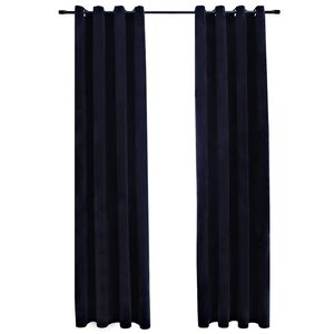vidaXL Cortinas blackout com argolas 2 pcs 140x175 cm veludo preto