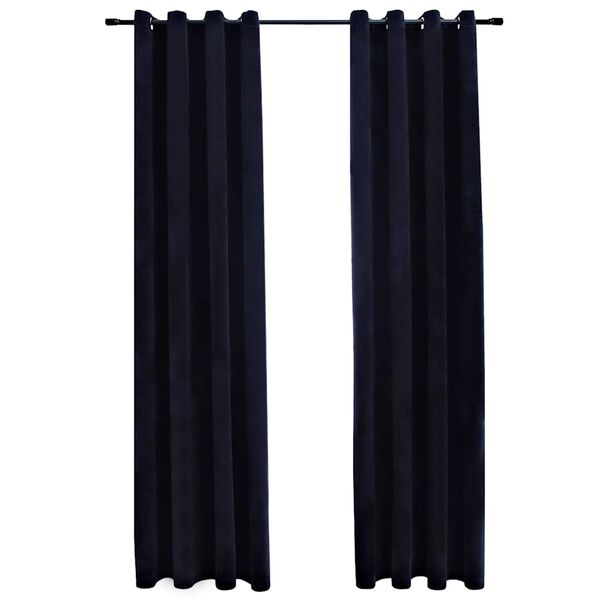 vidaXL Cortinas blackout com argolas 2 pcs 140x175 cm veludo preto
