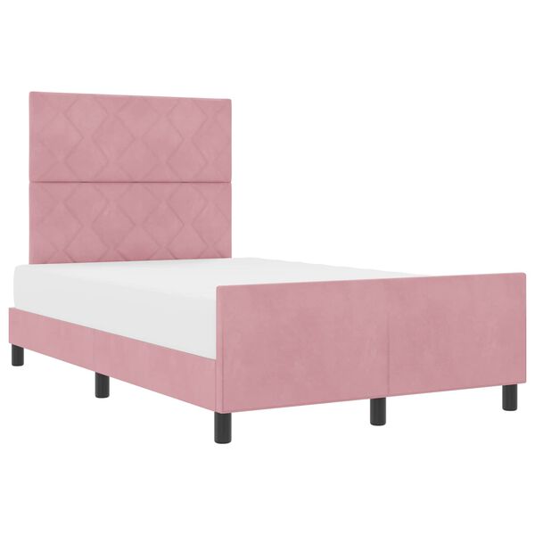 vidaXL Cama Box com cabeceira Rosa 120 x 190 cm Veludo