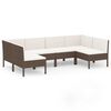 vidaXL 6 pcs conjunto lounge jardim c/ almofad&otilde;es vime PE castanho